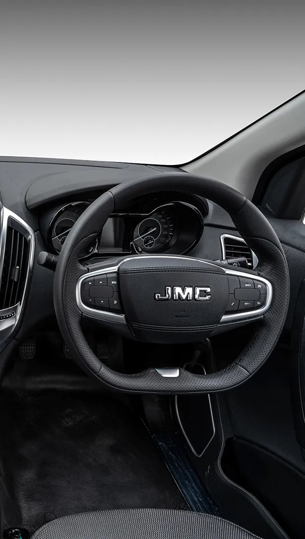 Vigus Plus cockpit with focus on the wheel and the speedometer